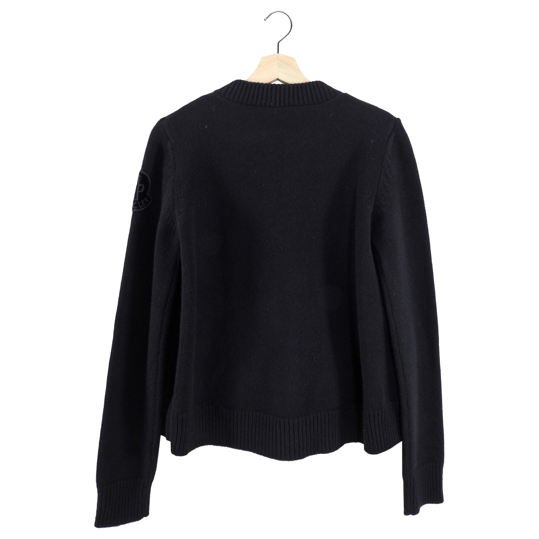 Moncler Black Velvet and Wool Quilted Maglione igan - S