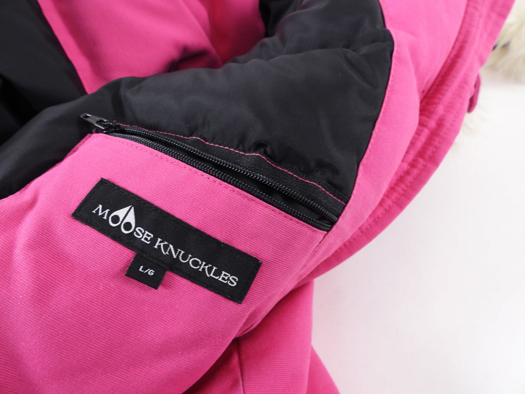 Mooseknuckles Pink Short Hooded Parka Jacket - L / 8