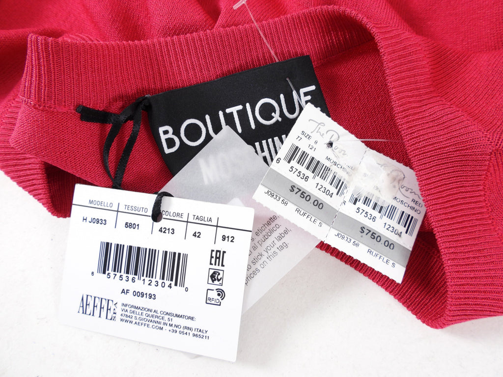 Moschino Boutique Cherry Pink Knit Ruffle igan - IT42 / USA 6