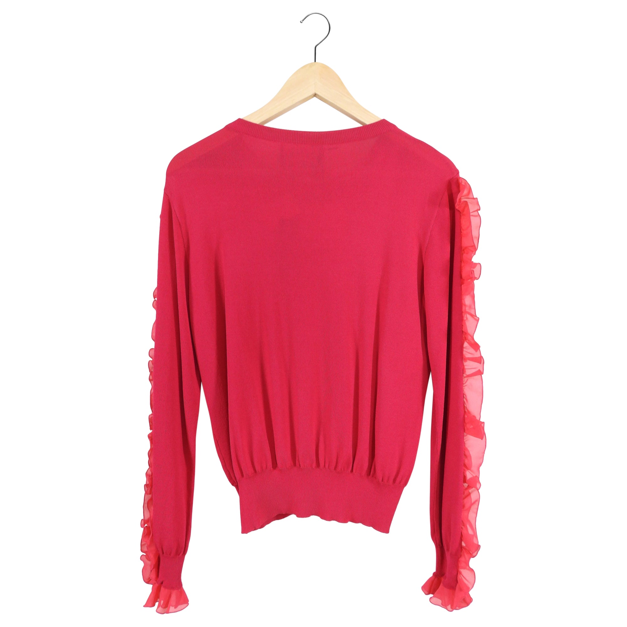 Moschino Boutique Cherry Pink Knit Ruffle igan - IT42 / USA 6