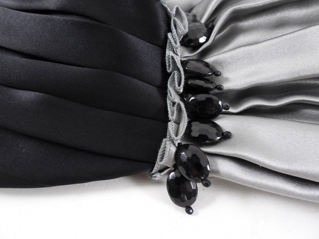 Moschino Cheap & Chic Grey and Black Bead Silk Tiered Dress - USA 4