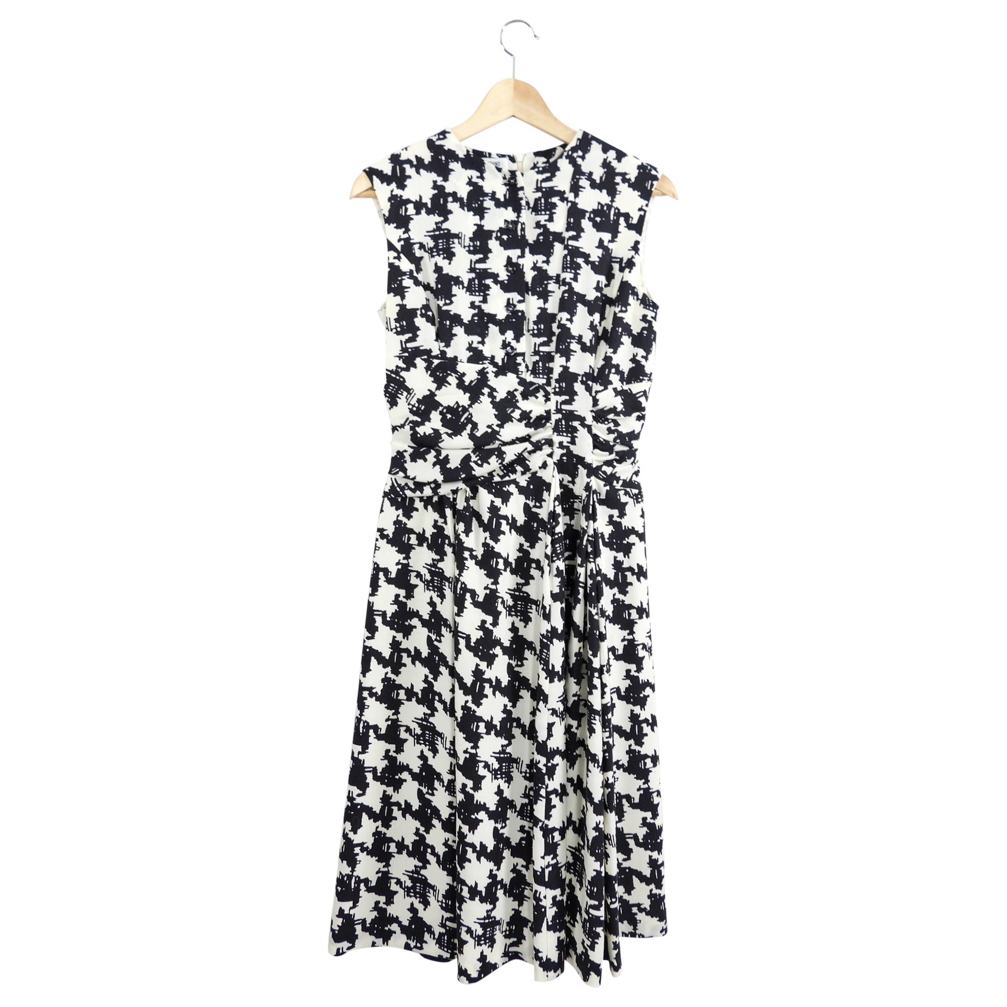 Moschino Ivory and Black Wool Houndstooth Sleeveless Dress - XS (2/4)