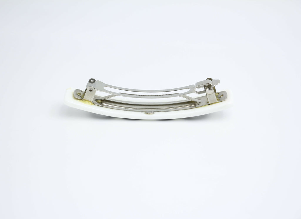 Chanel Vintage 01P Resin Coco Logo White Hairpin