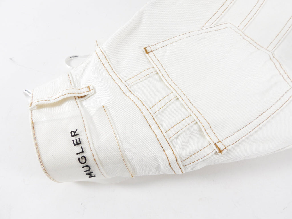 Mugler Cream Seamed Twist Denim Jeans - FR38 / USA 6