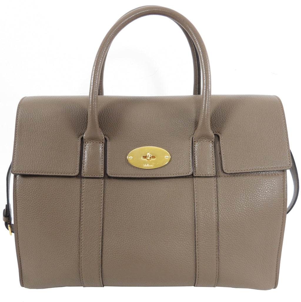 Mulberry Taupe Grained Leather Bayswater Bag With Strap