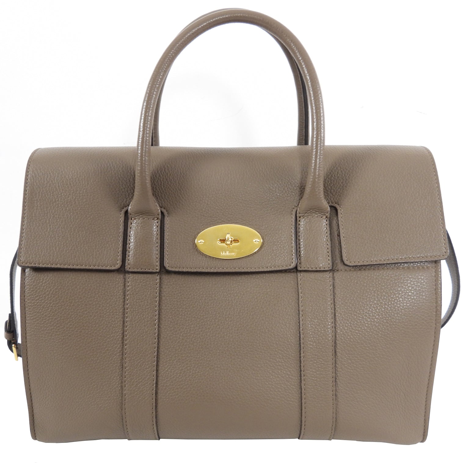 Mulberry Taupe Grained Leather Bayswater Bag With Strap