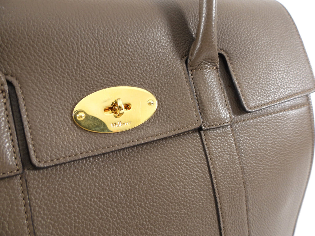 Mulberry Taupe Grained Leather Bayswater Bag With Strap