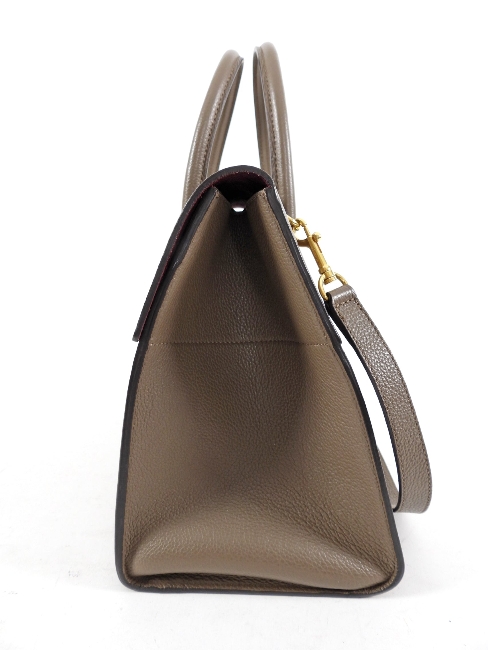 Mulberry Taupe Grained Leather Bayswater Bag With Strap