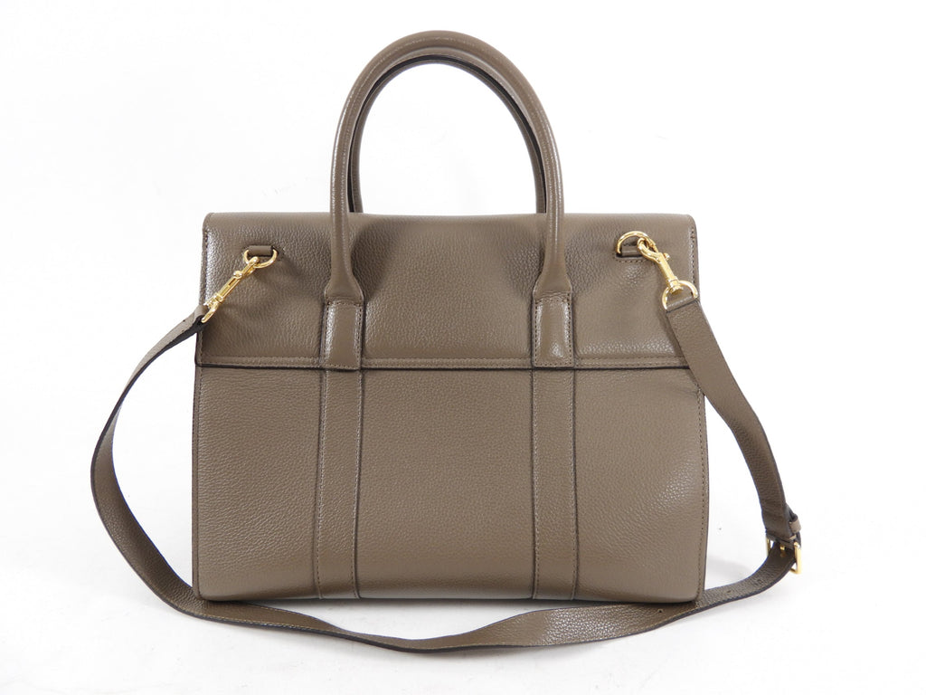 Mulberry Taupe Grained Leather Bayswater Bag With Strap