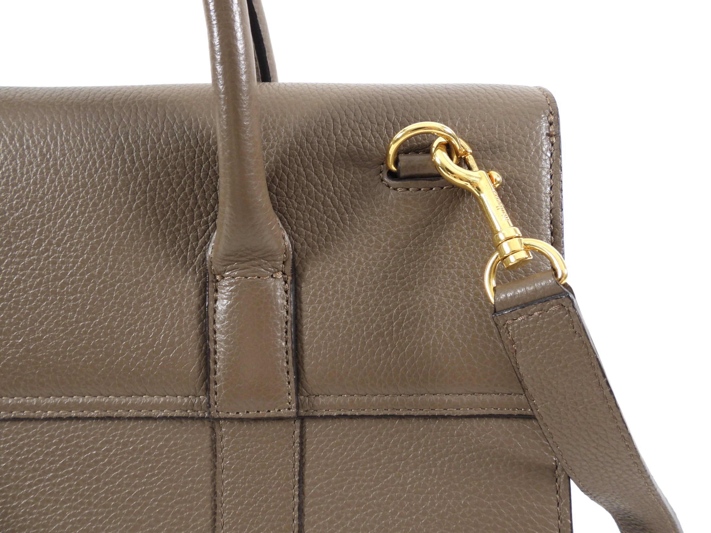 Mulberry Taupe Grained Leather Bayswater Bag With Strap