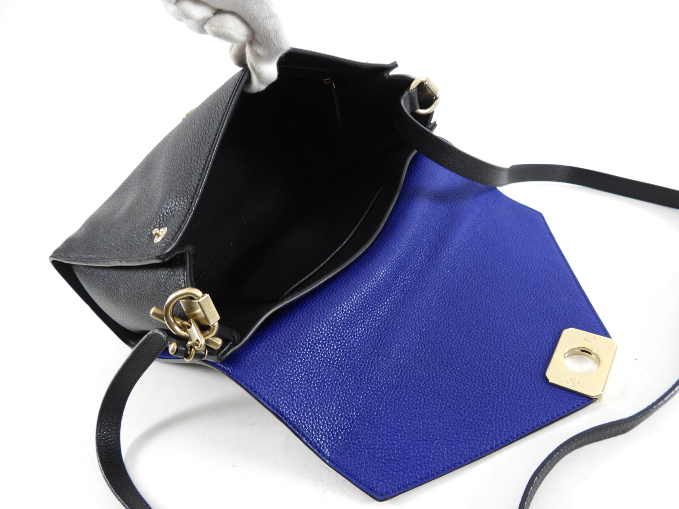 Mulberry Delphie Reversible Black and Cobalt Blue Crossbody Bag