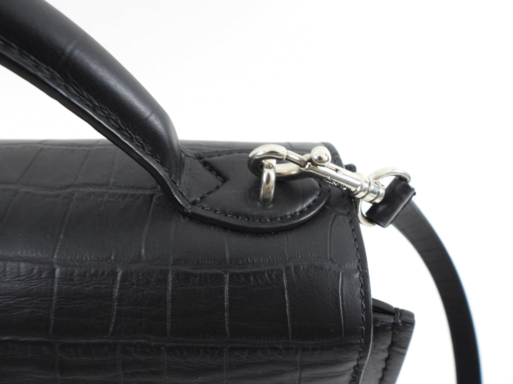 Mulberry Black Matte Croc Embossed Leather Seaton Small Two Way Bag
