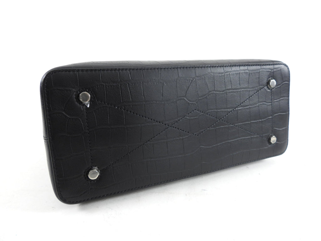 Mulberry Black Matte Croc Embossed Leather Seaton Small Two Way Bag