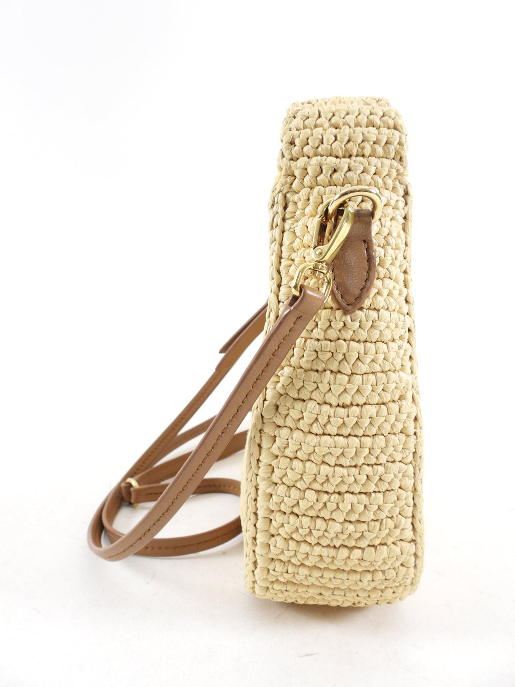 Miu Miu Wander Natural Raffia Crochet Crossbody Bag