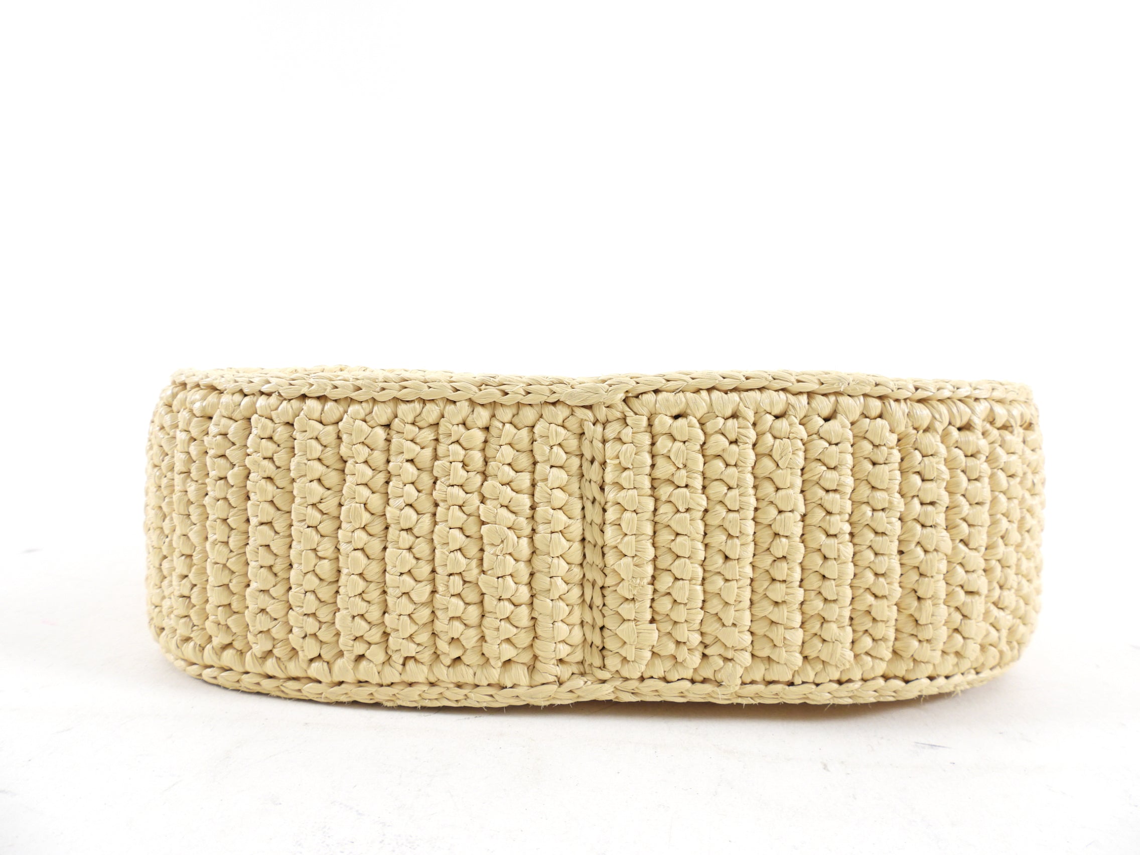Miu Miu Wander Natural Raffia Crochet Crossbody Bag