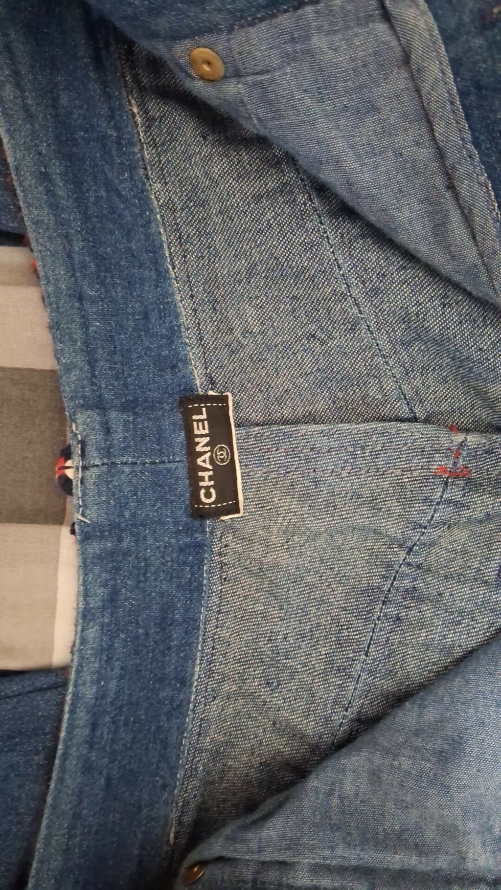 Chanel Vintage braided-trim straight-leg jeans