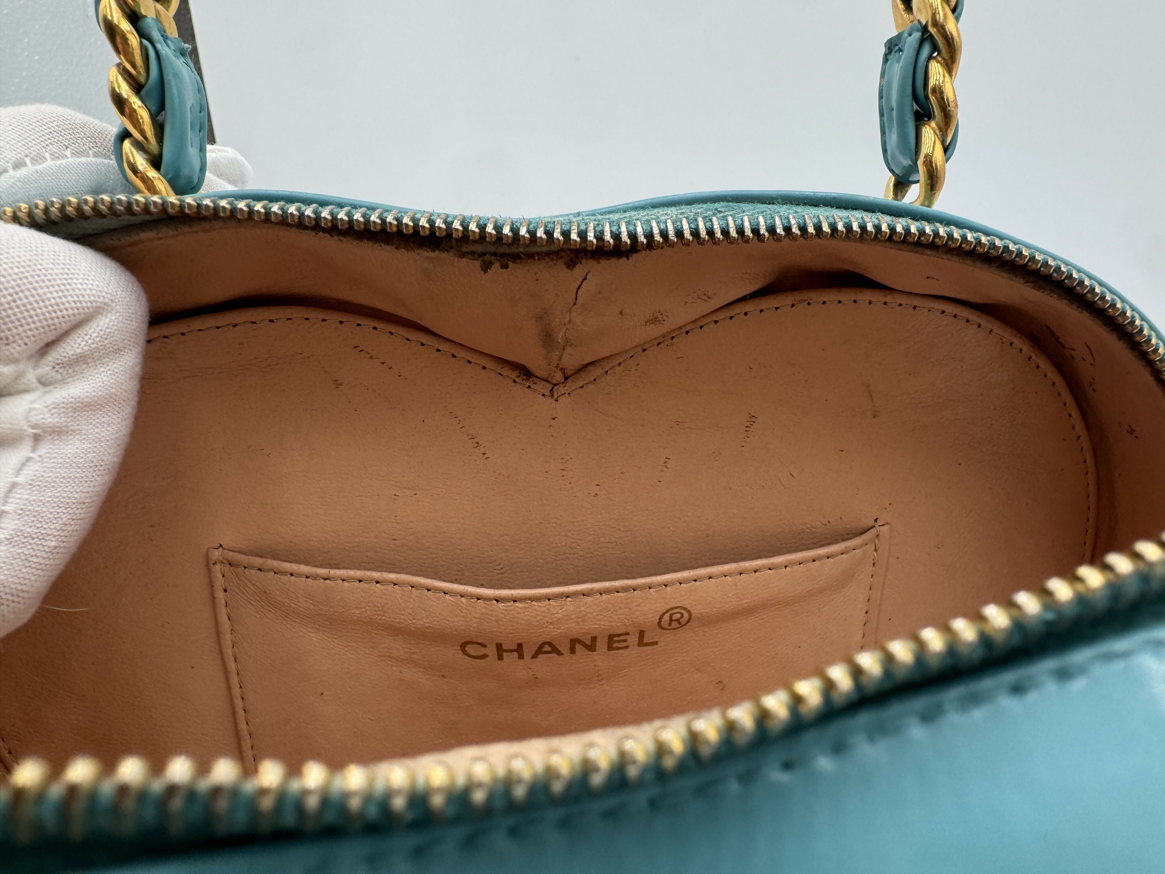 Chanel 1995 Vintage Barbie Blue & Pink Heart Vanity Bag