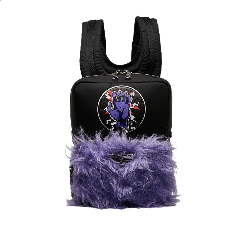 Prada Frankenstein Nylon Fur Backpack