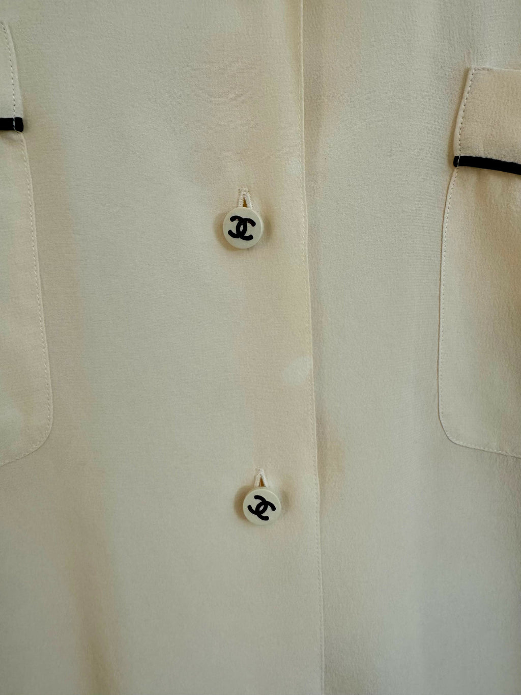 Rare Vintage Chanel Cream Silk Blouse