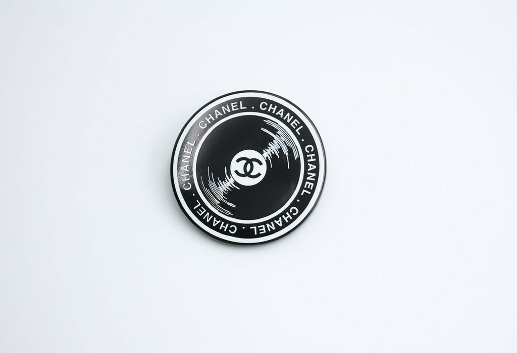 Chanel Vintage 04P Resin Black Disc Dynamic Brooch