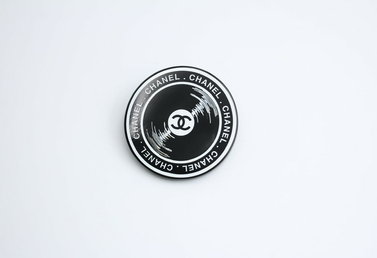 Chanel Vintage 04P Resin Black Disc Dynamic Brooch