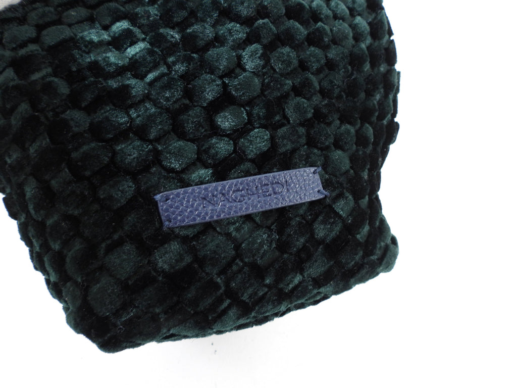 Naghedi Dark Green Velour Kyoto Velvet Mini Bag