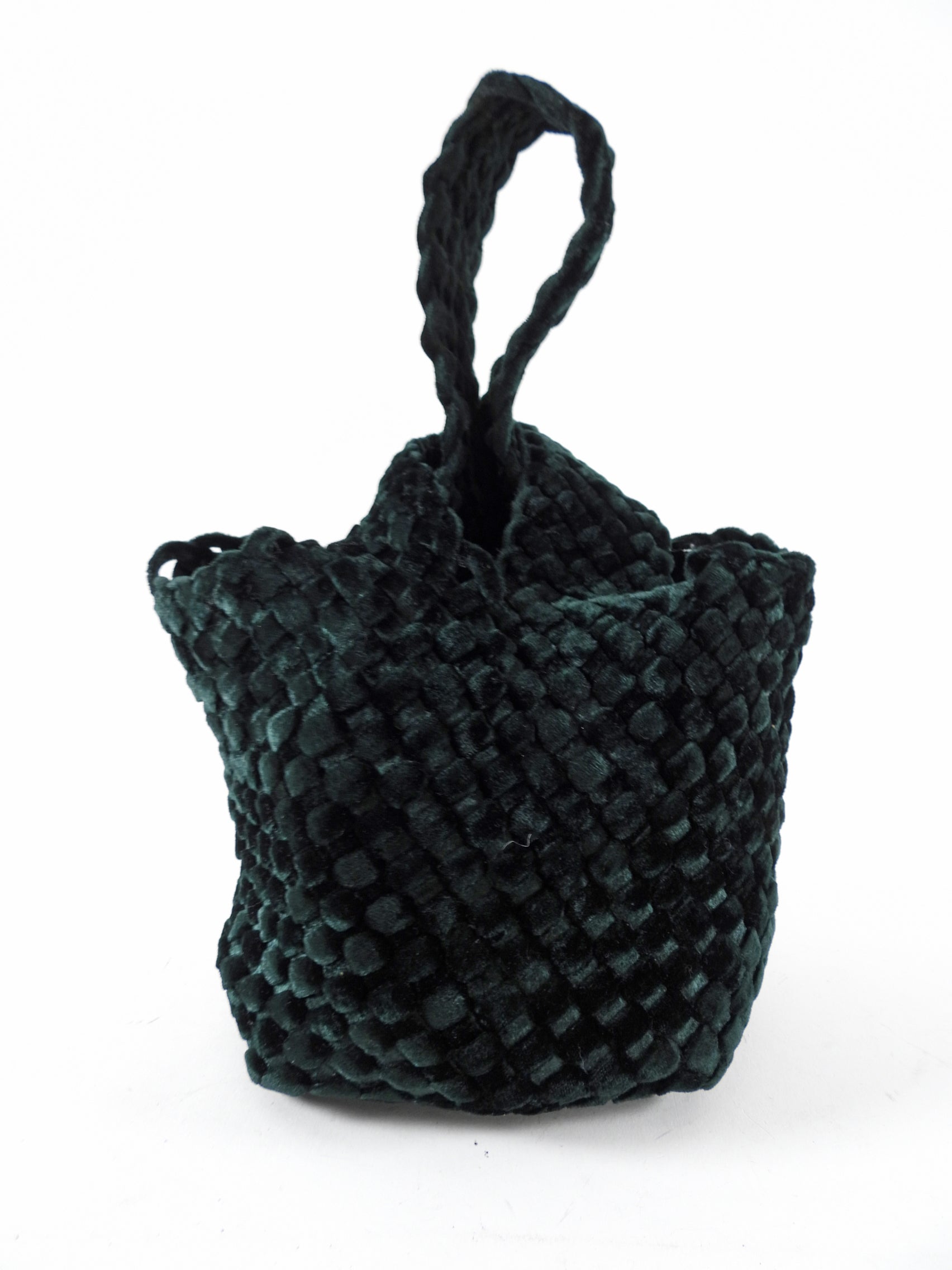 Naghedi Dark Green Velour Kyoto Velvet Mini Bag