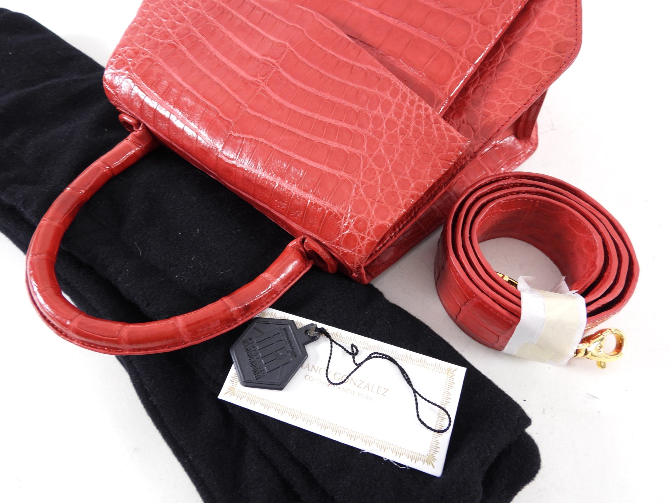 Nancy Gonzalez Red Crocodile Two Way Top Handle Bag