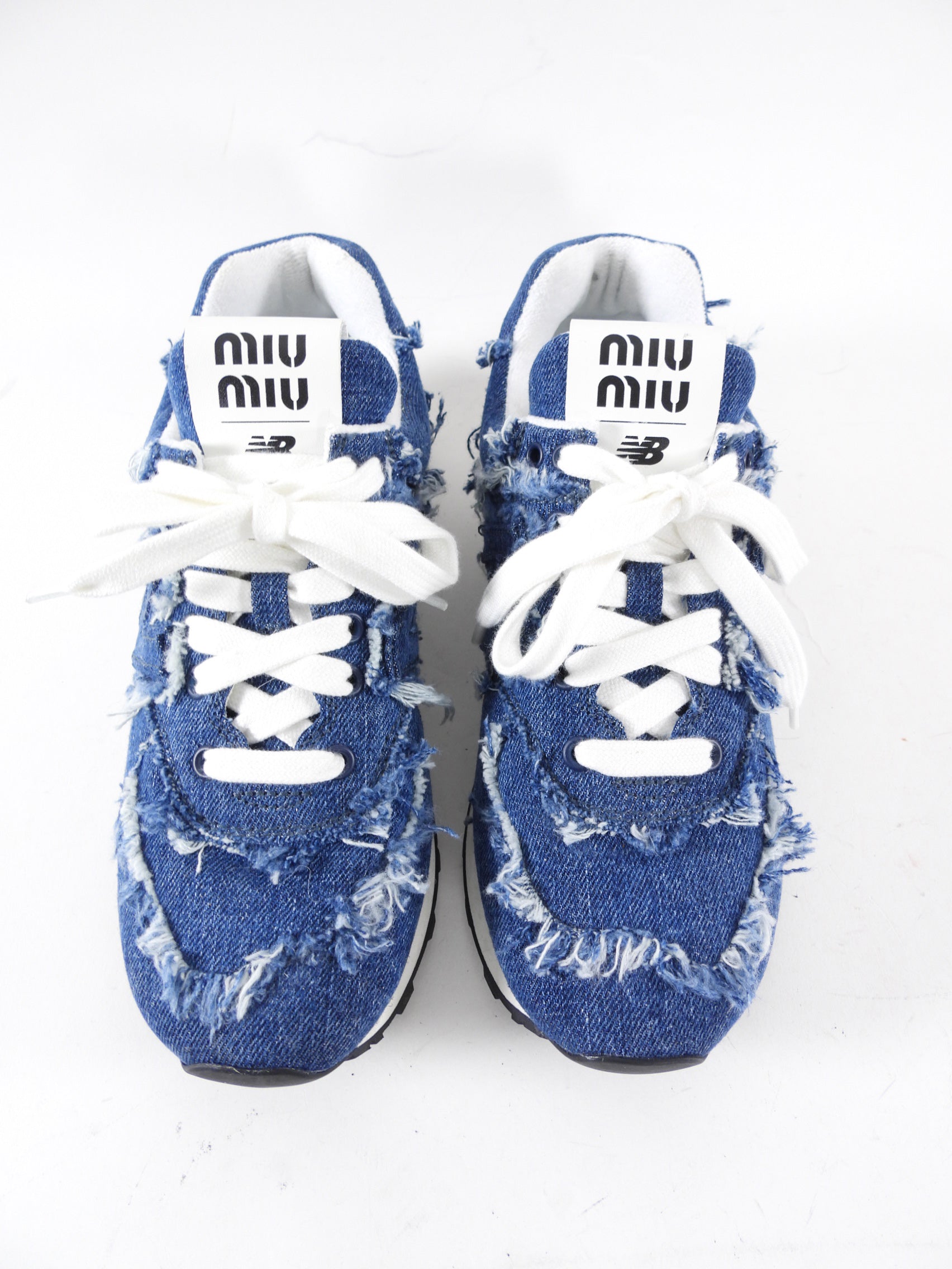 Miu Miu x New Balance Denim Frayed Sneakers - 36.5 / 37