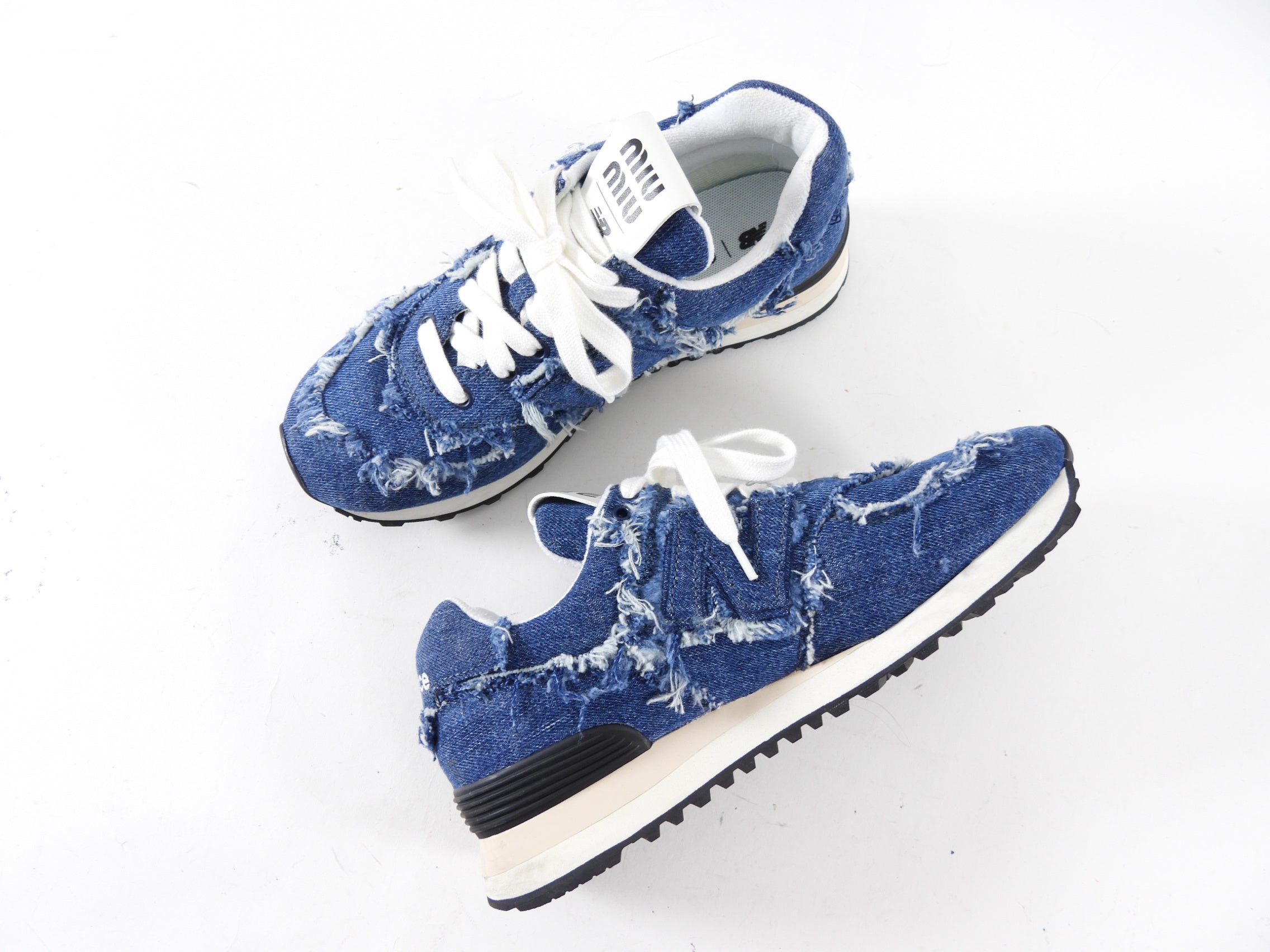 Miu Miu x New Balance Denim Frayed Sneakers - 36.5 / 37