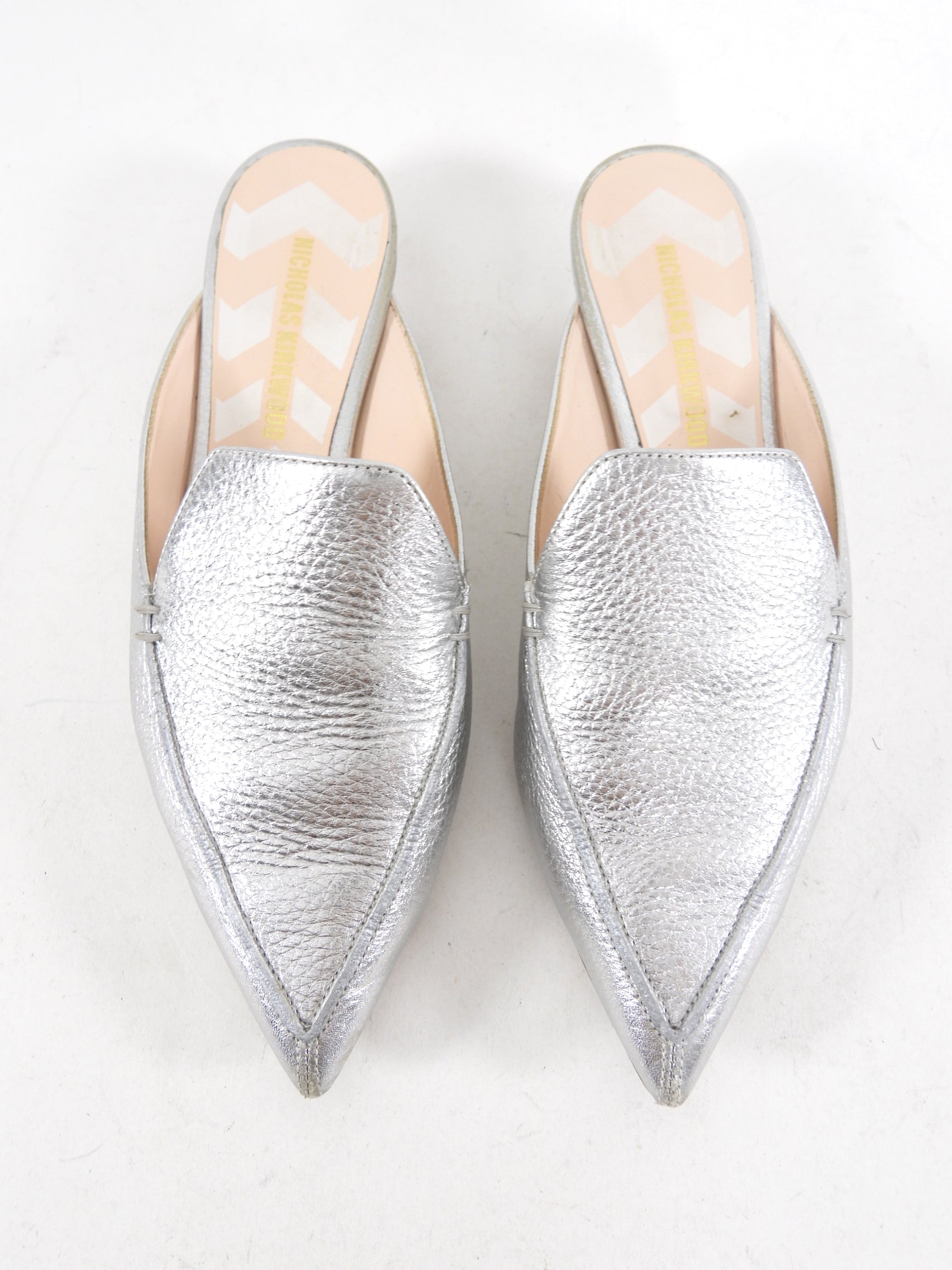 Nicholas Kirkwood Silver Leather Beya Flat - 7