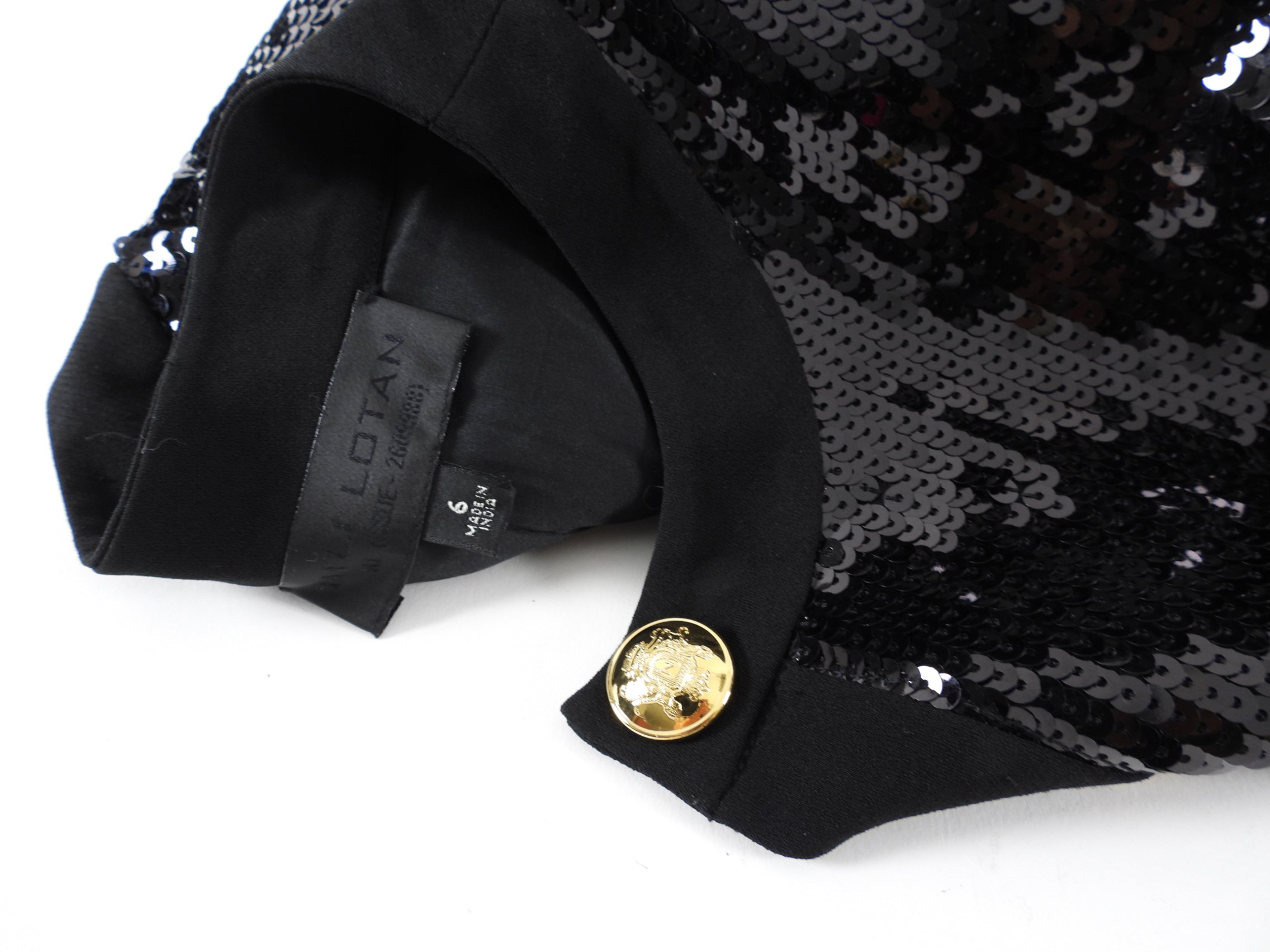 Nili Lotan Katherine Black Sequin Jacket with Gold Buttons - 6