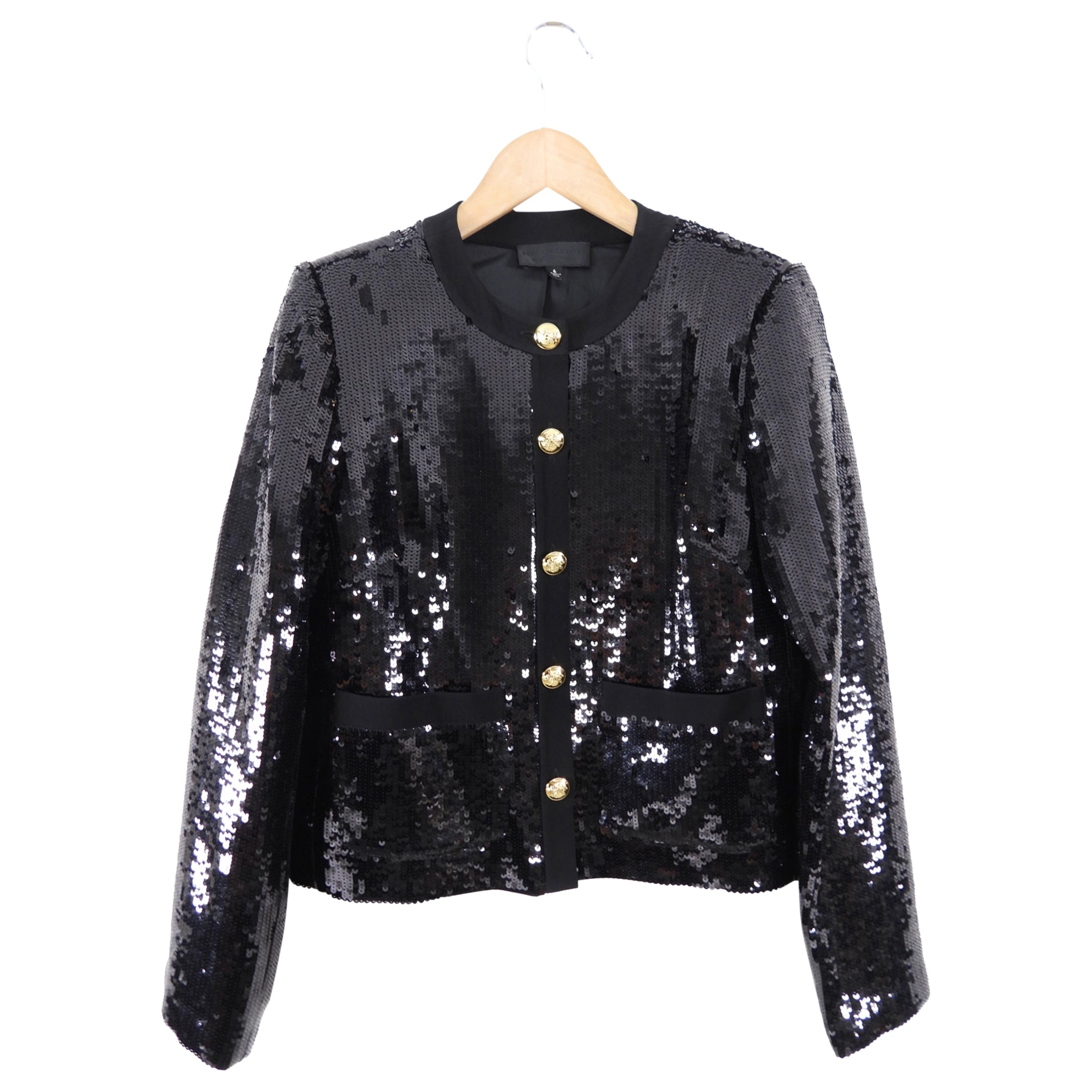 Nili Lotan Katherine Black Sequin Jacket with Gold Buttons - 6