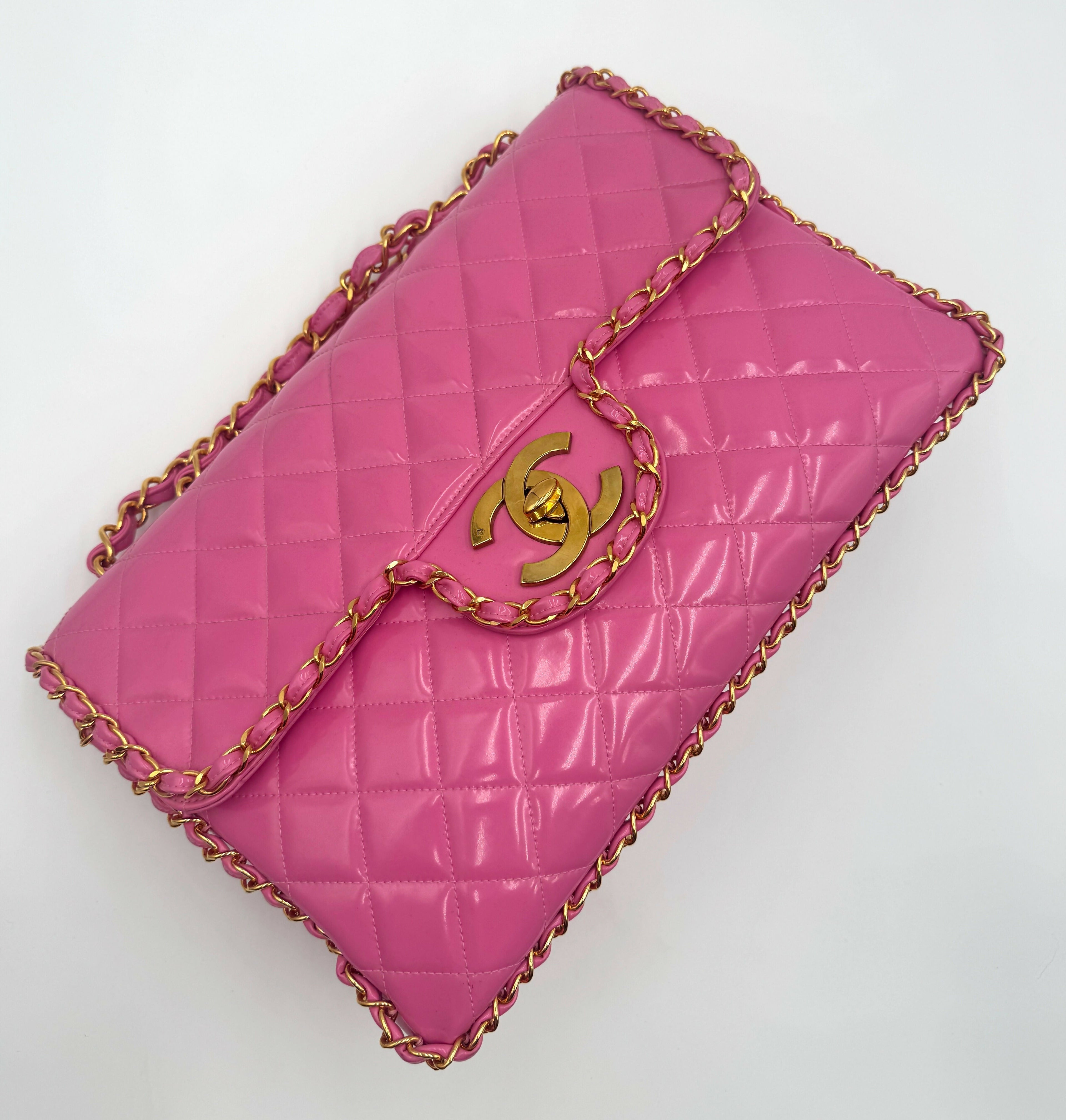 Chanel 1995 Barbie Pink Chainlink Maxi Flap Bag