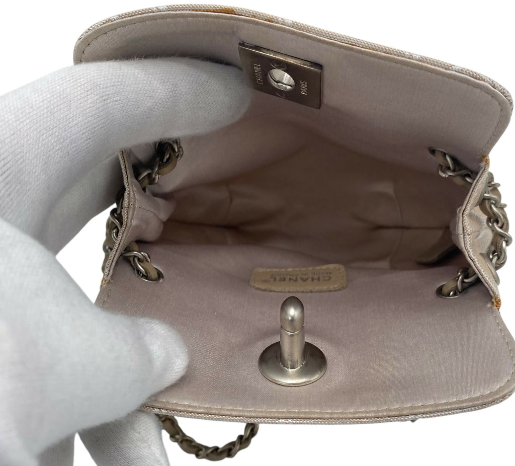Vintage Chanel Extra Mini Beige Canvas CC Travel Ligne Bag