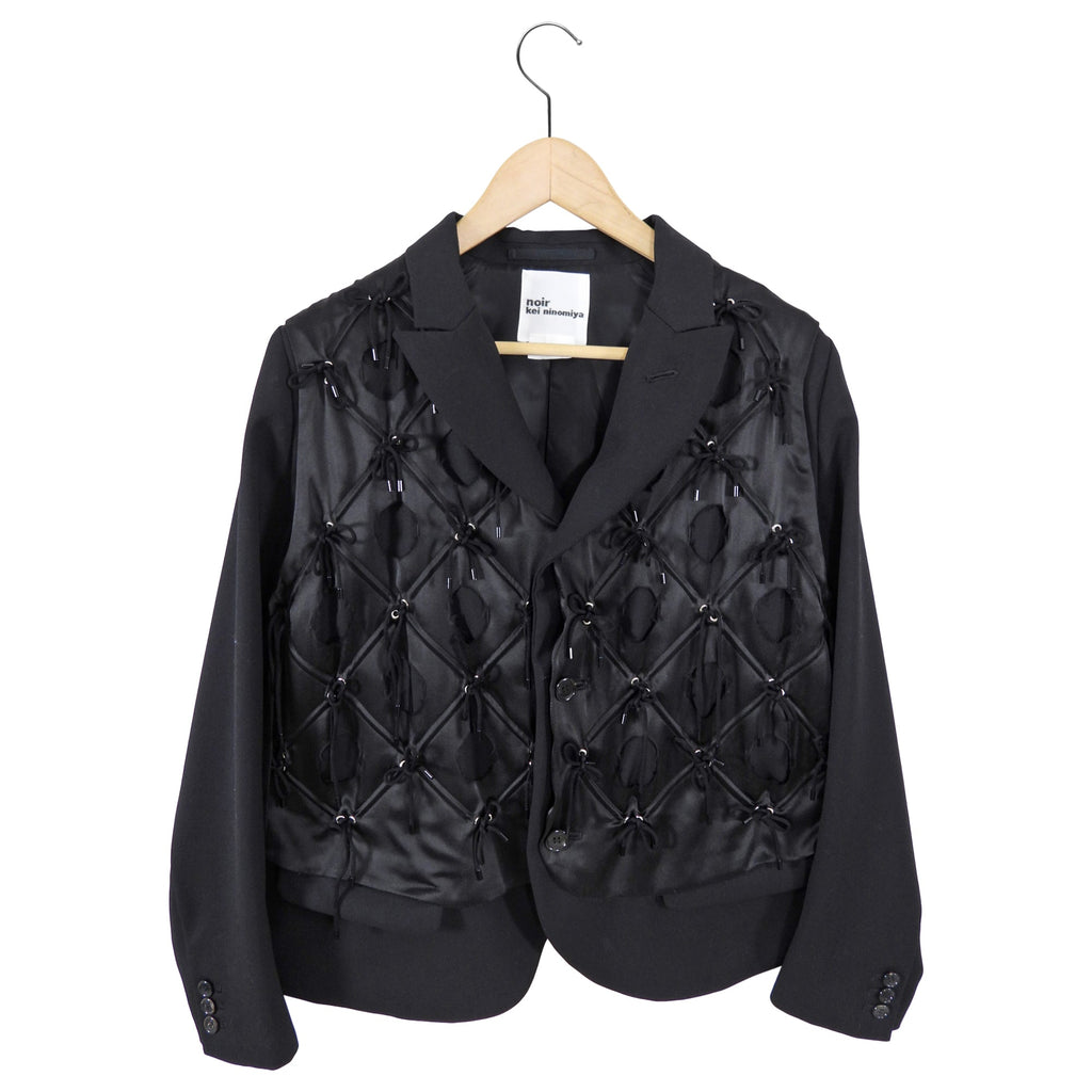 Noir Kei Ninomiya Black Lace Up Detail Jacket - M