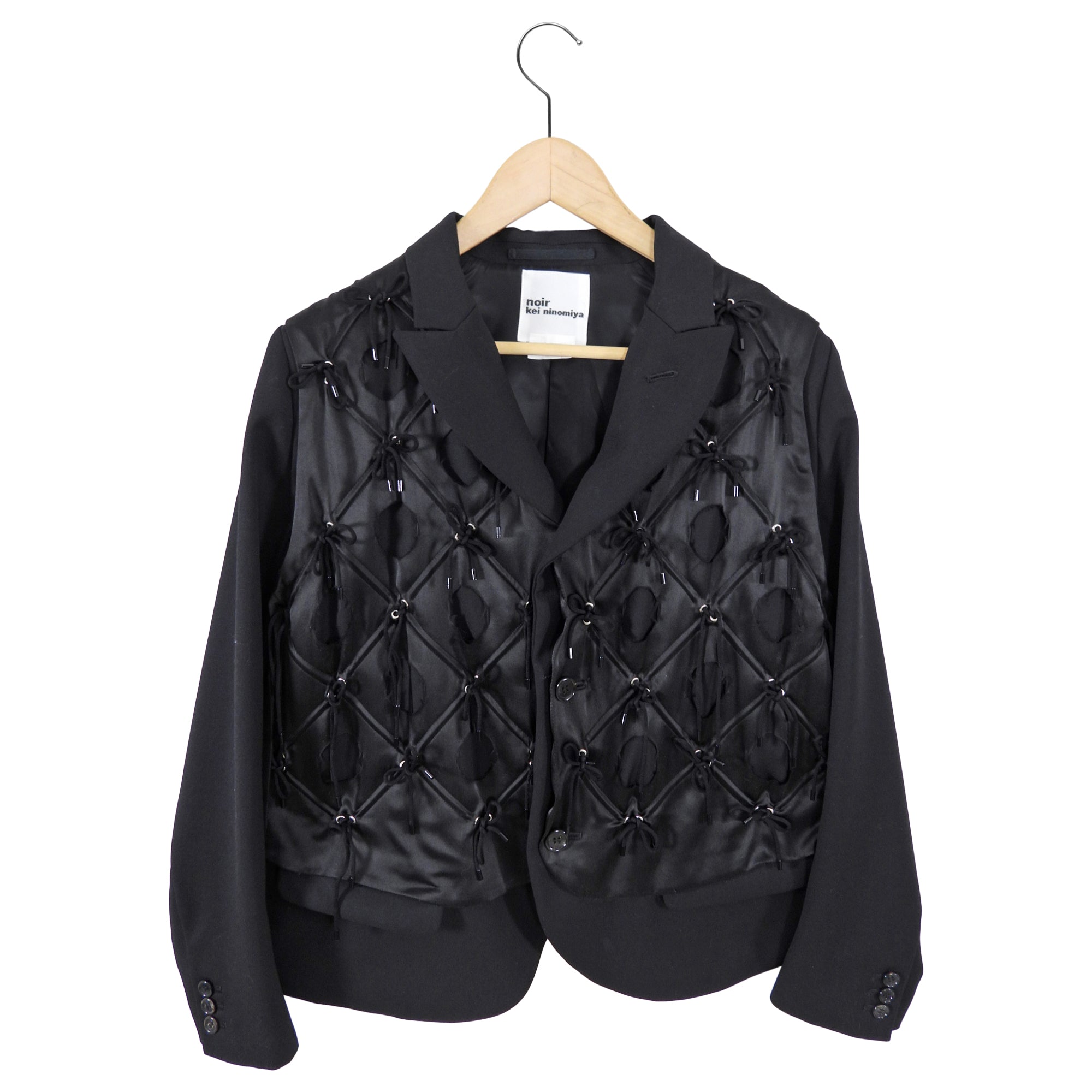 Noir Kei Ninomiya Black Lace Up Detail Jacket - M