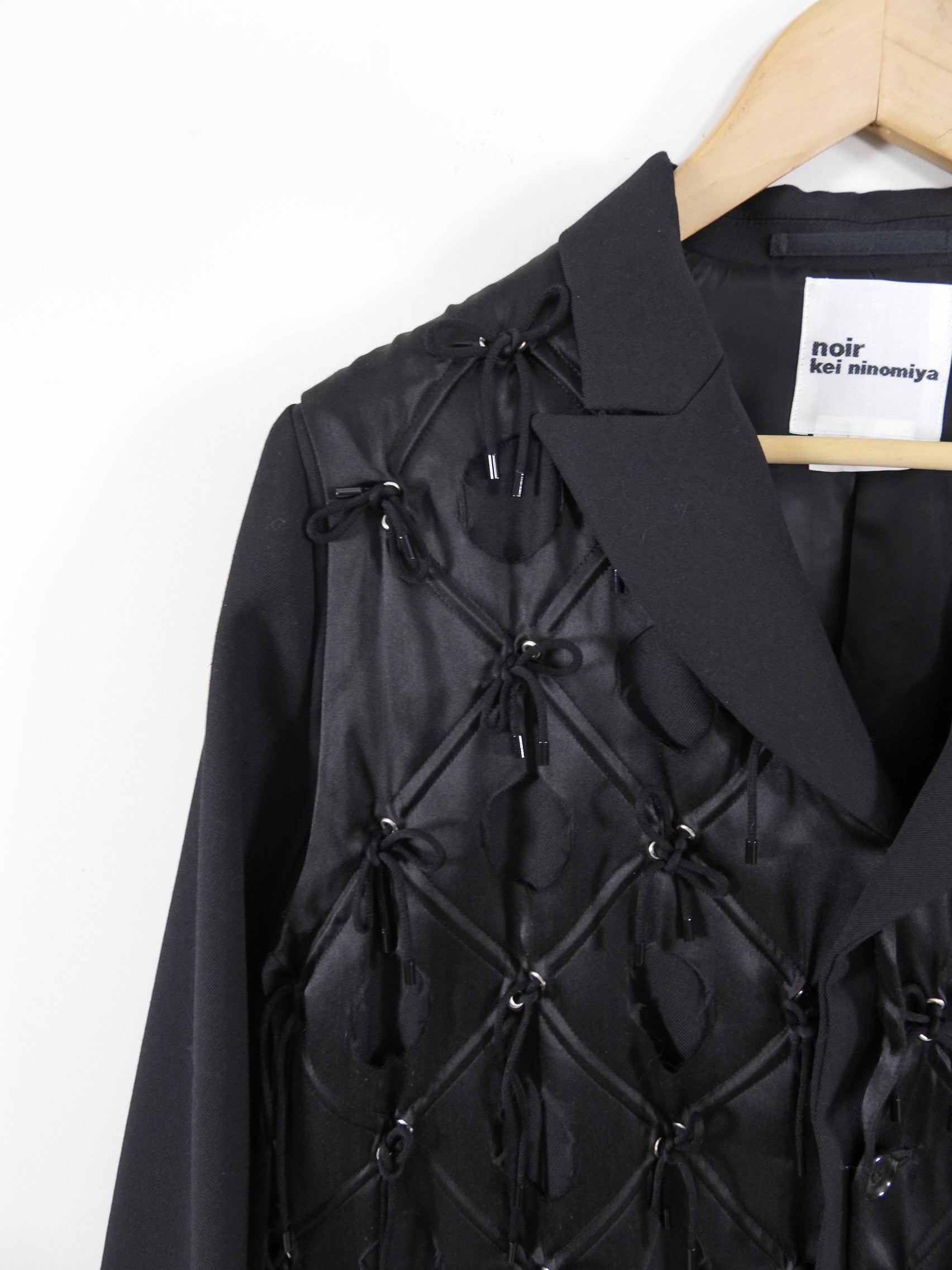 Noir Kei Ninomiya Black Lace Up Detail Jacket - M