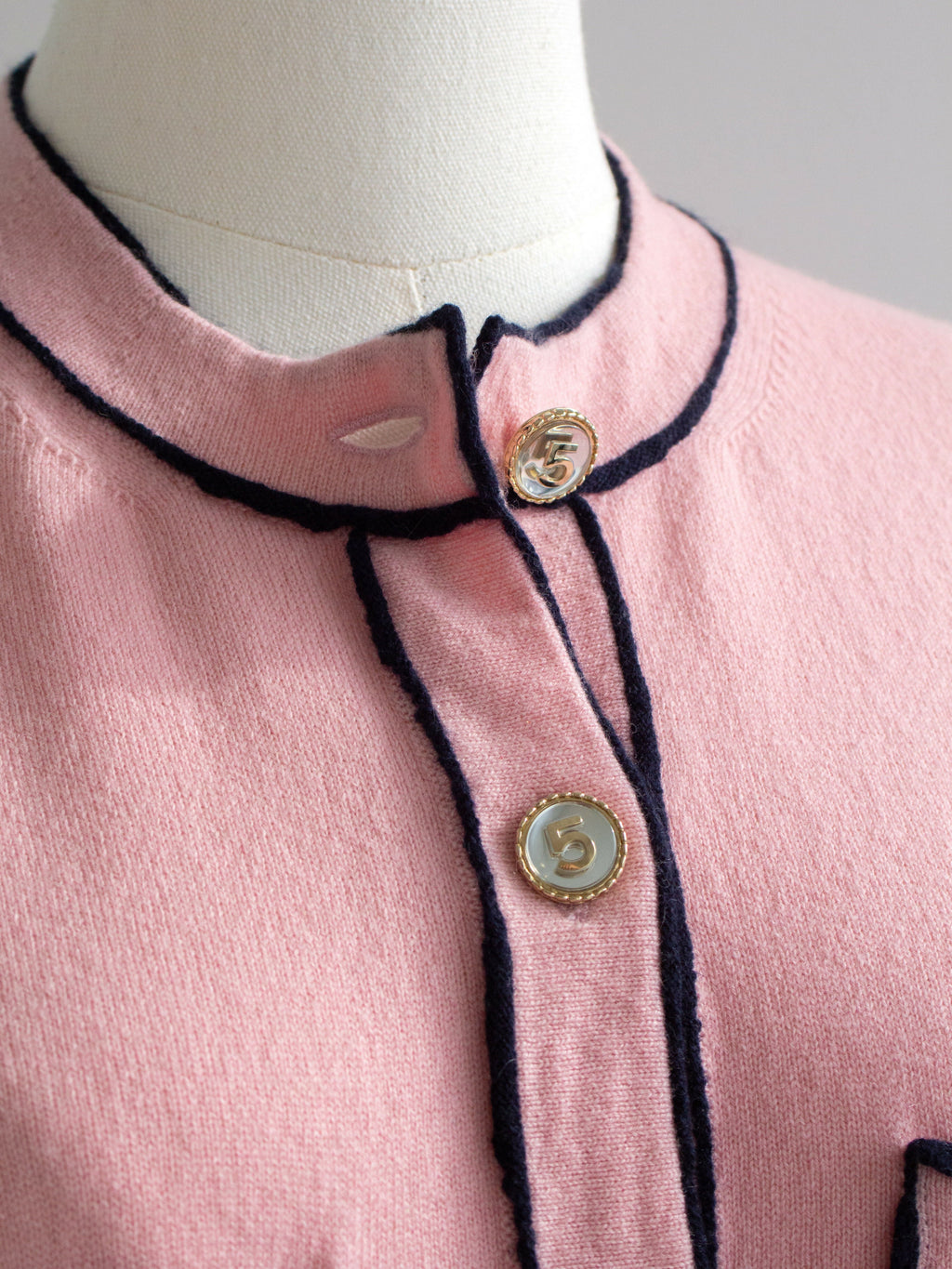 Chanel S/S 2021 Pink Cashmere Navy CC N5 21P 21S igan
