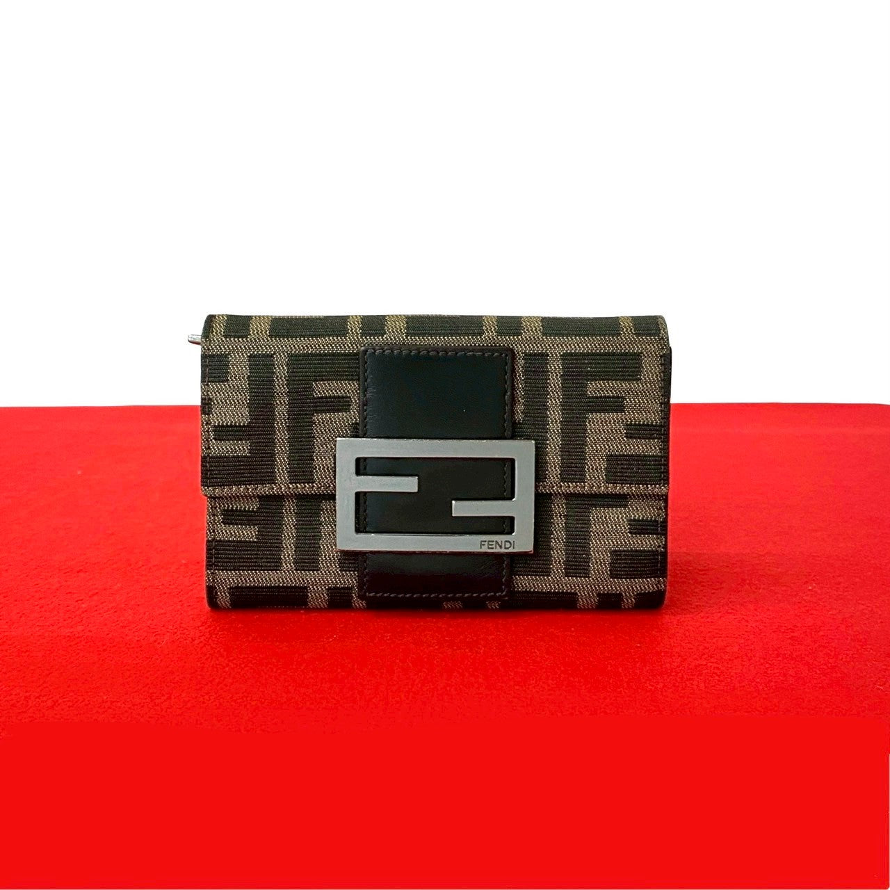 Fendi Zucca Canvas Leather Wallet