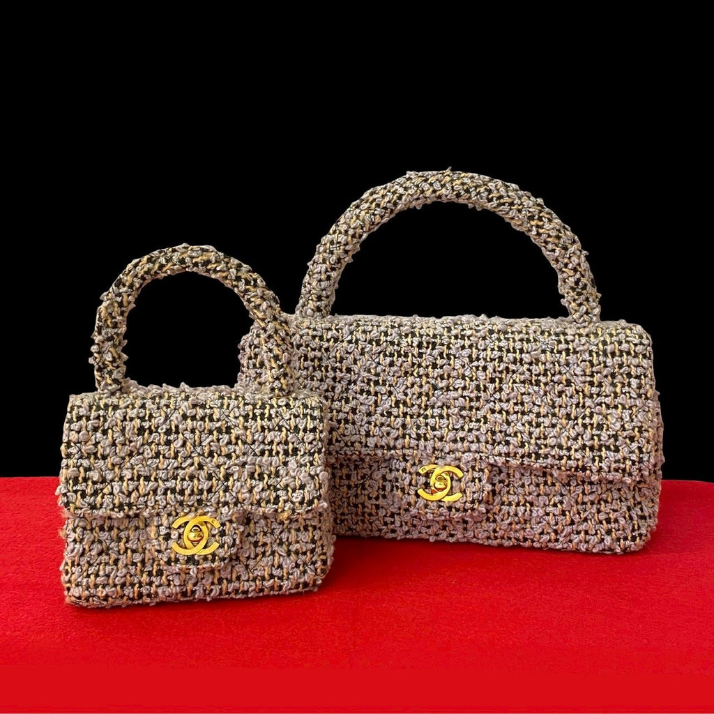 Chanel Leather Tweed 2way Handbag