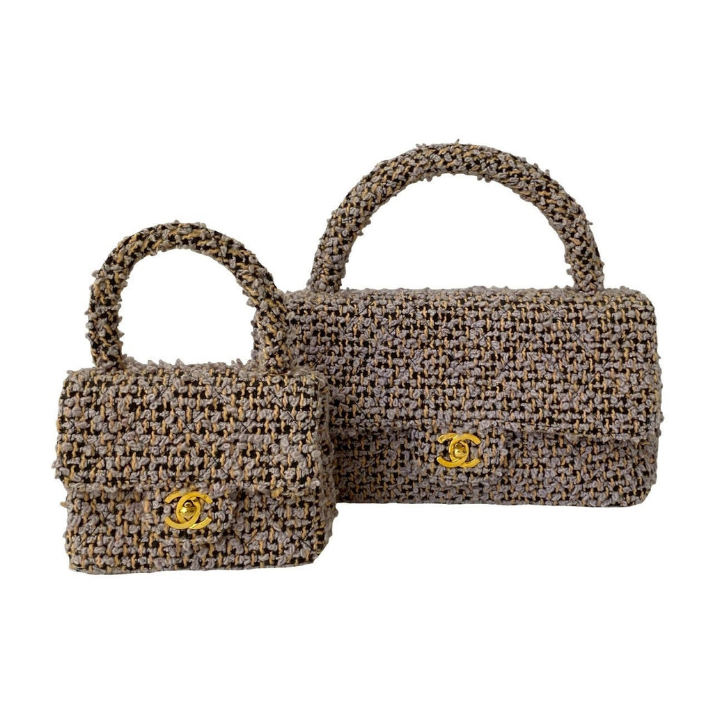 Chanel Leather Tweed 2way Handbag