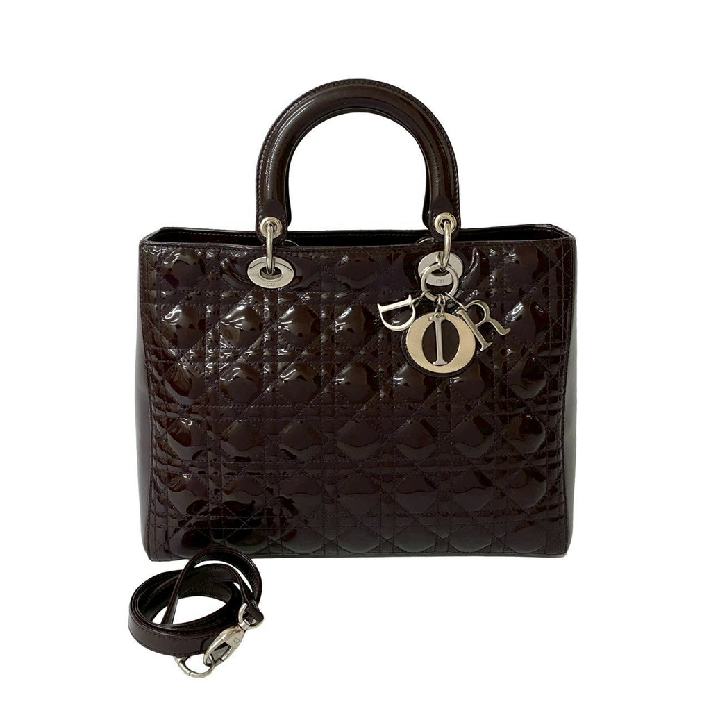 Christian Dior Lady Dior Patent Leather 2way Bag