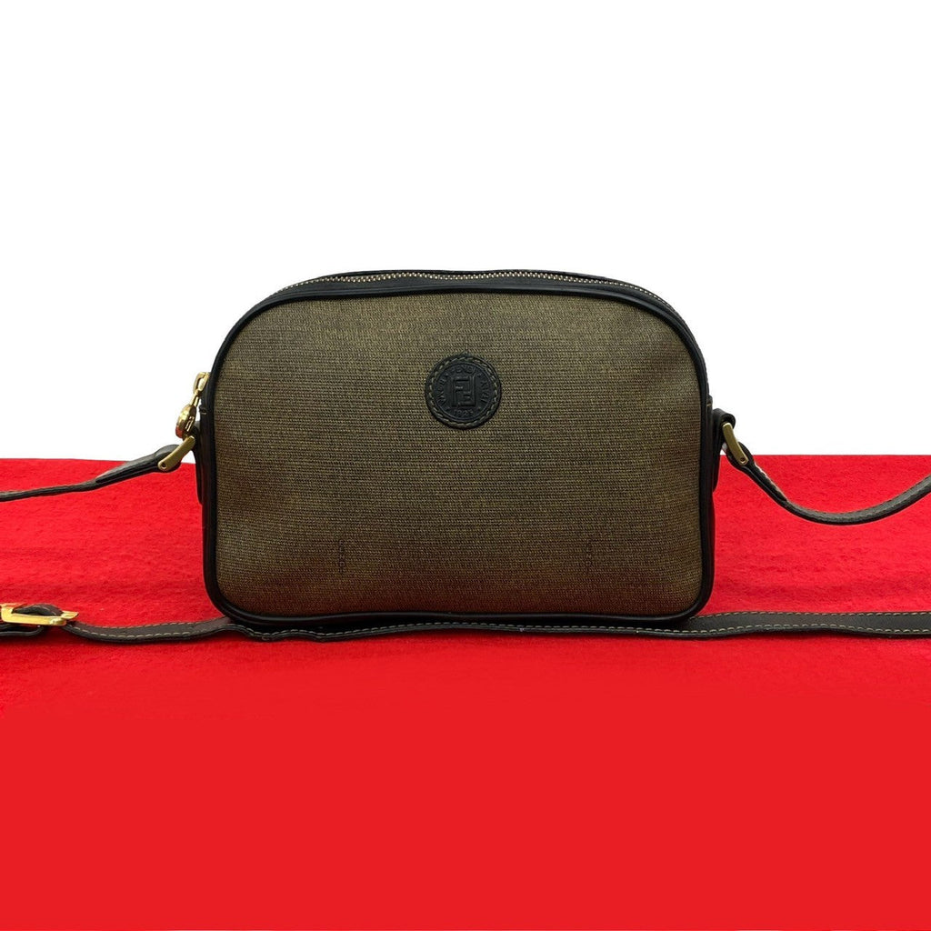 Fendi FF Logo Leather Shoulder Bag