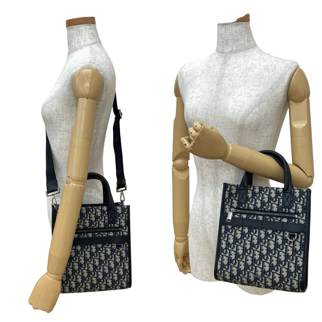Christian Dior Oblique Leather Canvas 2way Handbag