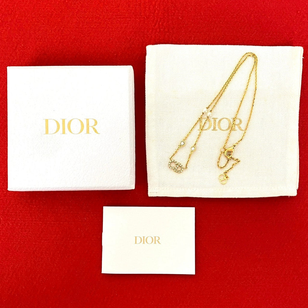 Christian Dior CD Logo Rhinestone Necklace
