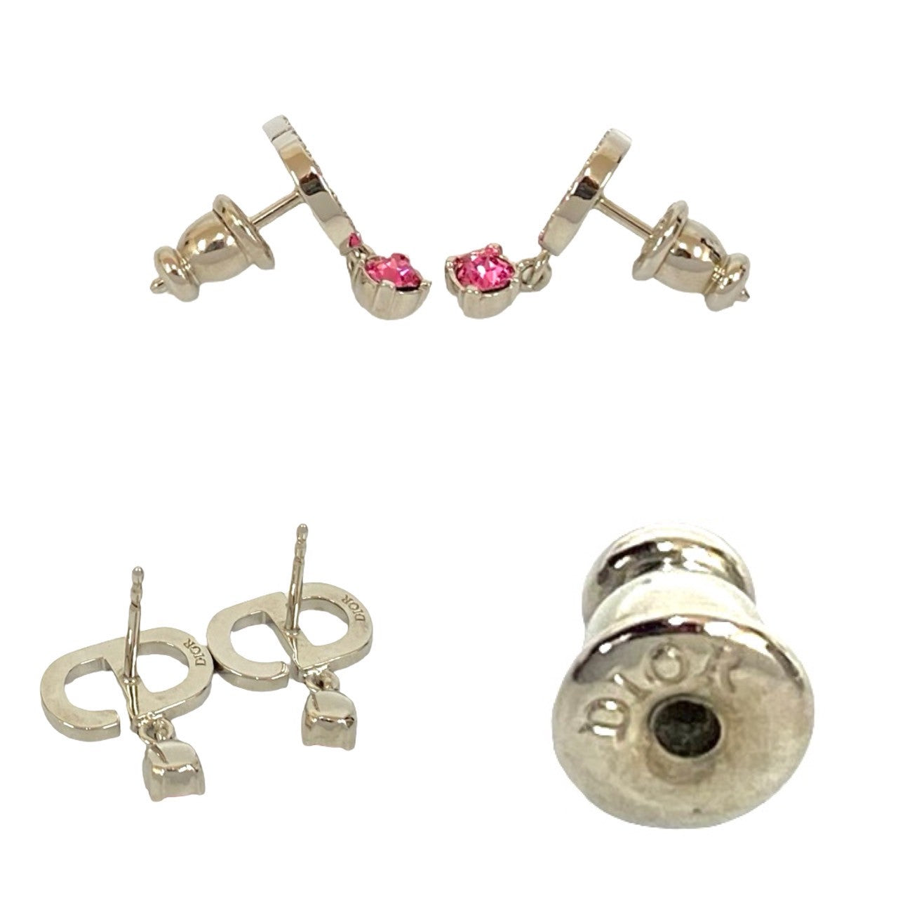 Christian Dior CD Logo Rhinestone Earrings