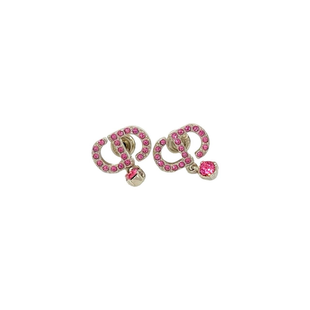 Christian Dior CD Logo Rhinestone Earrings