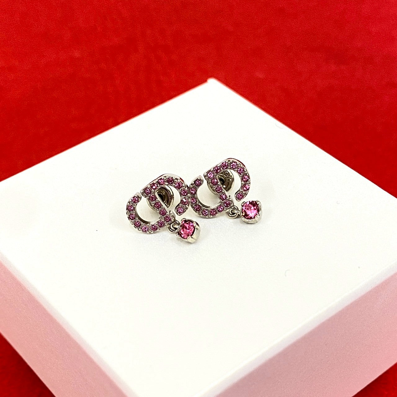 Christian Dior CD Logo Rhinestone Earrings