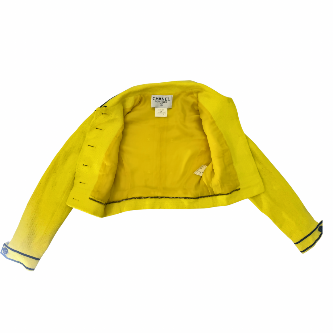 Chanel Vintage 95P Yellow Copped Jacket